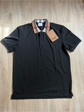 Burberry Black Polo Short Sleeve T-Shirt - Size L